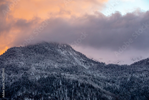 Sunrise in mountains, Bohinj valley, Slovenia 