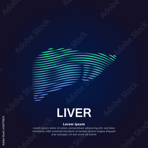 Human liver medical structure. simple line art liver Vector logotype illustration on dark background. liver care logo vector template suitable for organization, company, or community. EPS 10