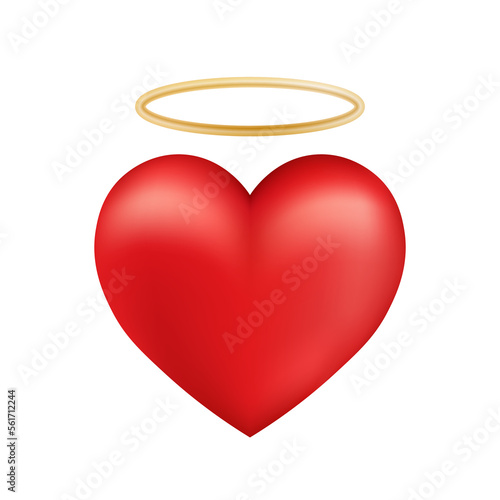 Billede på lærred Volumetric shiny red heart with nimbus icon for St