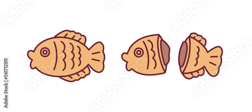 Korean street food Taiyaki. Taiyaki contains red bean paste.