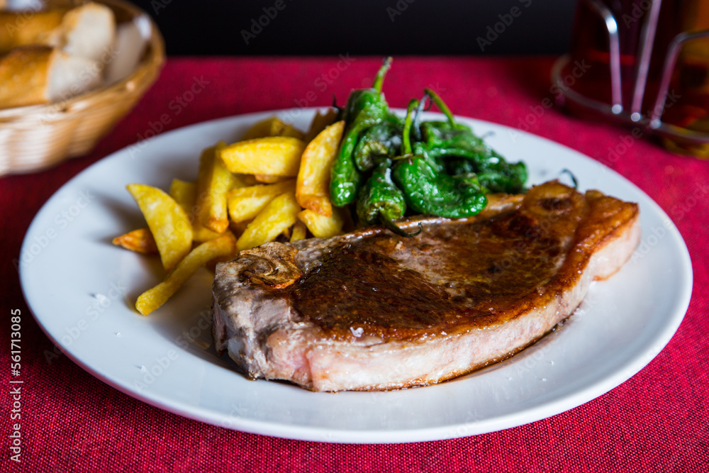 Top quality veal steak cooked to the point on the grill.