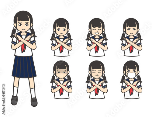 夏服 女子学生 バッテン 01