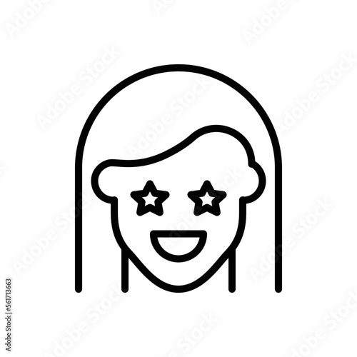 Black line icon for excited 
