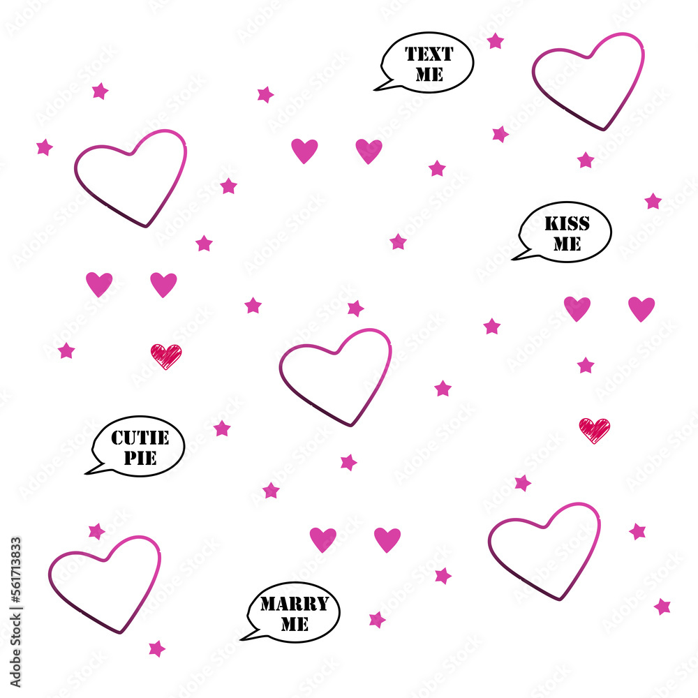 Valentine's Day Clipart Decoration with vector background; design in white and pink; 