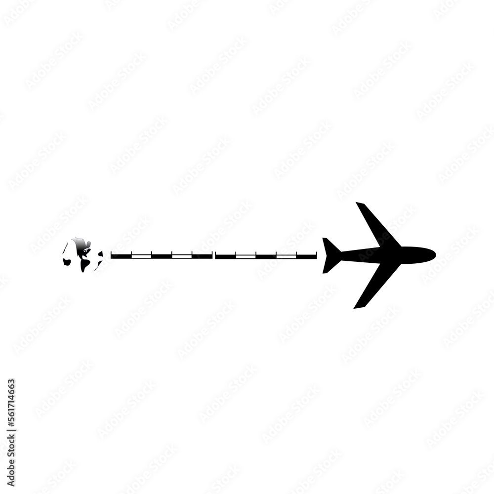 The flight path of the aircraft from the point of location along the dotted line. The flight path of the aircraft from the point of location along the dotted line.