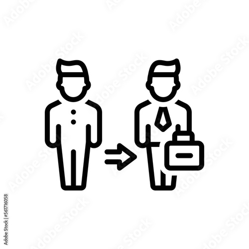 Black line icon for become