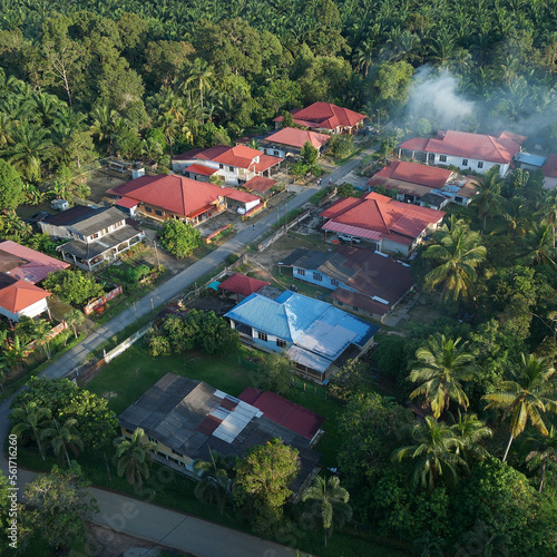 Photography Drone View of the village in Kuala Lumpur Malaysia
