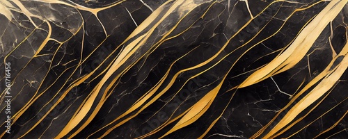 Abstract black golden grunge marble texture background. Generative AI