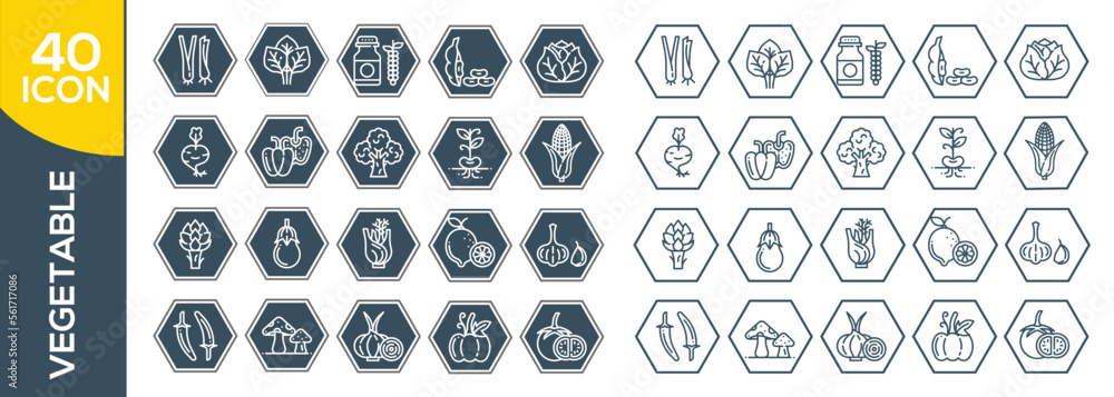 Fototapeta premium VEGETABLE ICON SET DESIGN