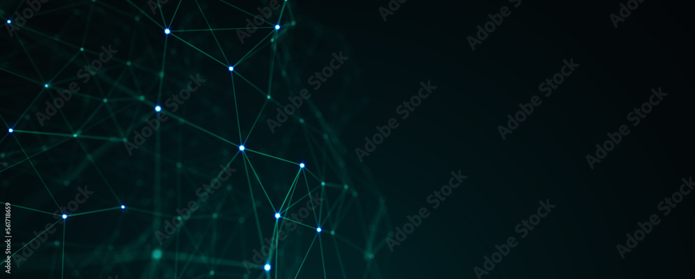 Obraz premium Abstract futuristic - technology with polygonal shapes on dark blue background. Design digital technology concept. 3d illustration.