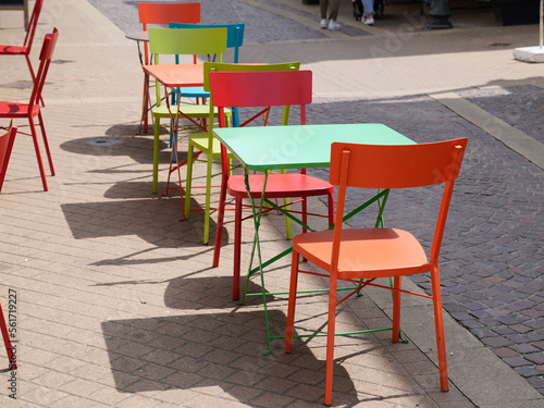 restaurant bar outdoor terrace style colors chairs and table city summer