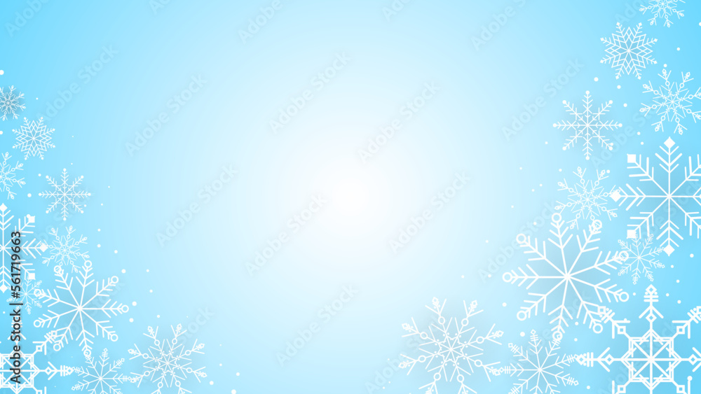 Beautiful snow pattern with ornaments. Winter wrapping paper concept. Blue vector design.