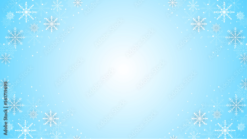 Beautiful snow pattern with ornaments. Winter wrapping paper concept. Blue vector design.