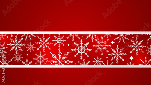 Beautiful snow pattern with ornaments. Winter wrapping paper concept. Vector red design.