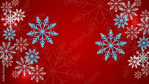 Beautiful snow pattern with ornaments. Winter wrapping paper concept. Vector red design.