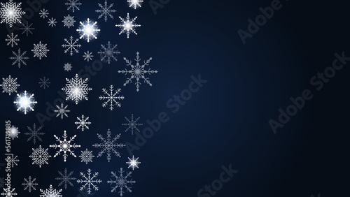 Beautiful snow pattern with ornaments. Winter wrapping paper concept. Navy vector design. © Petruk