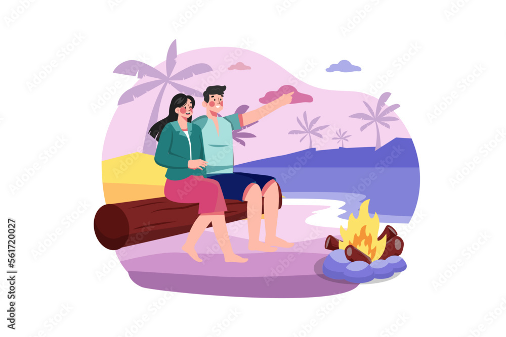 Couple enjoying a beach trip