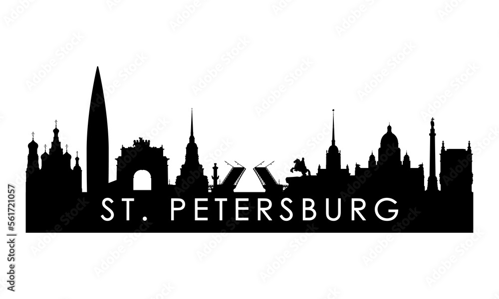 St. Petersburg skyline silhouette. Black St. Petersburg city design isolated on white background.
