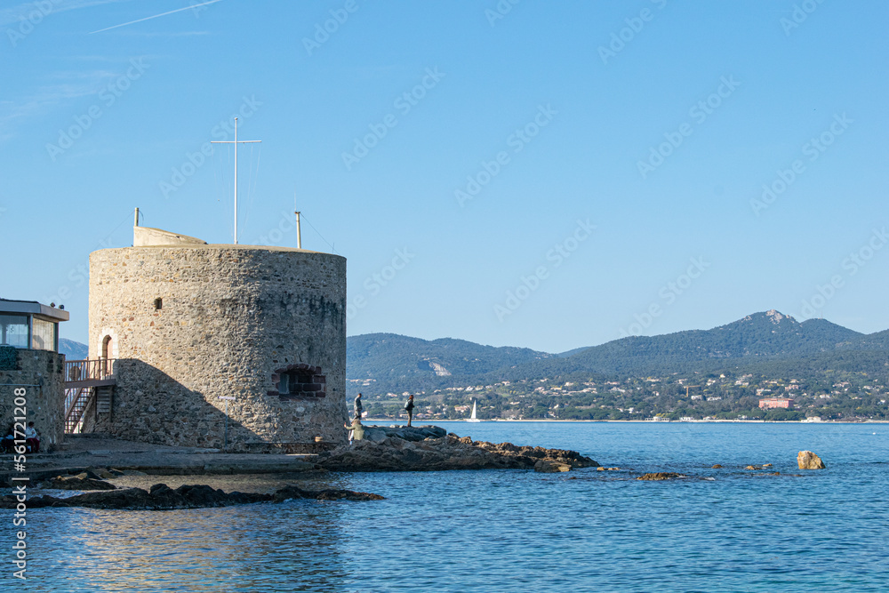 Saint Tropez coast tower blue sky
