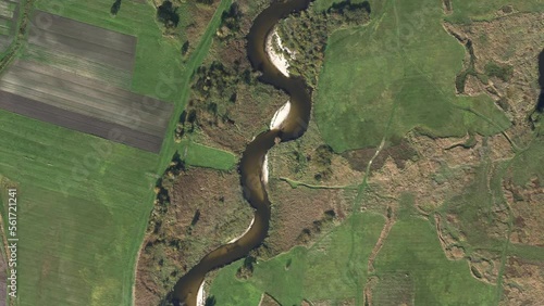 Aerial scenery of river in Poland. Very large area visible