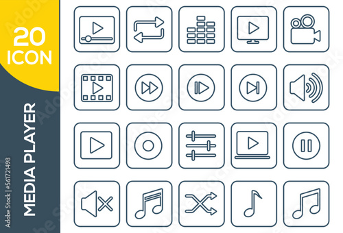MEDIA PLAYER ICON SET DESIGN