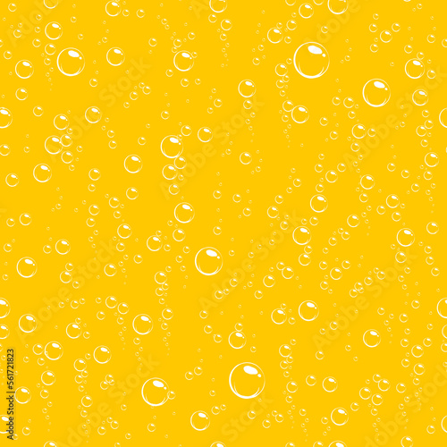 Beer bubbles seamless pattern. Alcohol drink and fizzy soda water background. Vector illustration