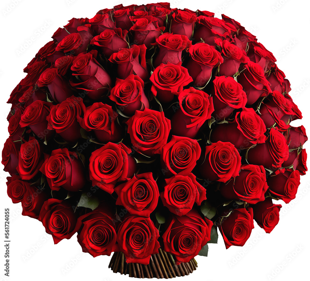PNG Bouquet of red roses flowers isolated. AI Digital illustration - obrazy, fototapety, plakaty 