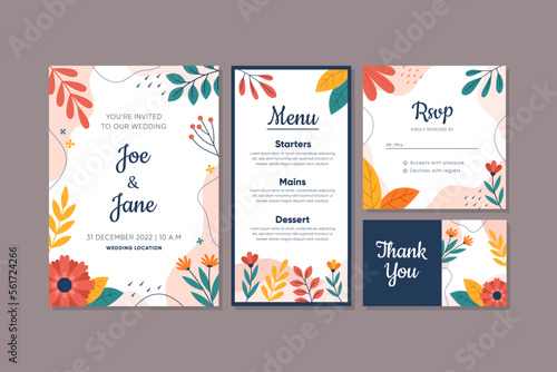 Wedding Invitation Card Collection Set able to use for Social Media Post, RSVP and Greeting Card