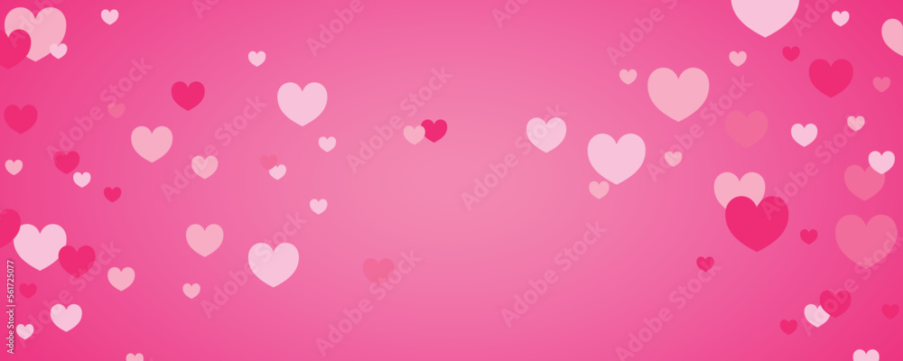 Horizontal pink banner with hearts for Valentine's day. Vector illustration Horizontal pink banner with hearts for Valentine's day. Vector illustration