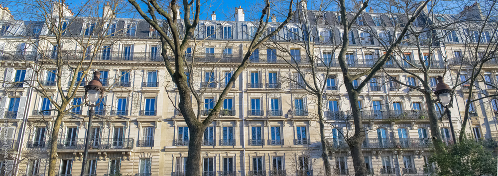 Obraz premium Paris, typical facade, beautiful building boulevard Richard-Lenoir, in the 11e arrondissement