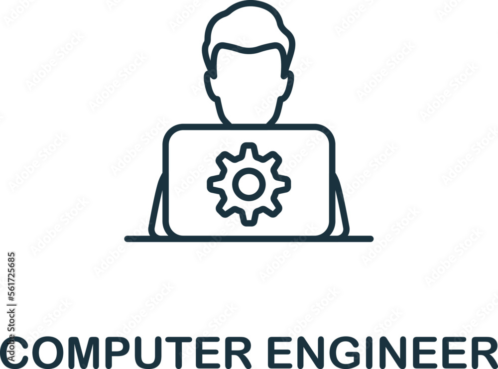 Computer Engineer icon. Monochrome simple Project Planning icon for ...
