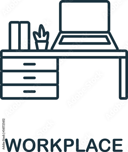 Workplace icon. Monochrome simple Project Planning icon for templates, web design and infographics
