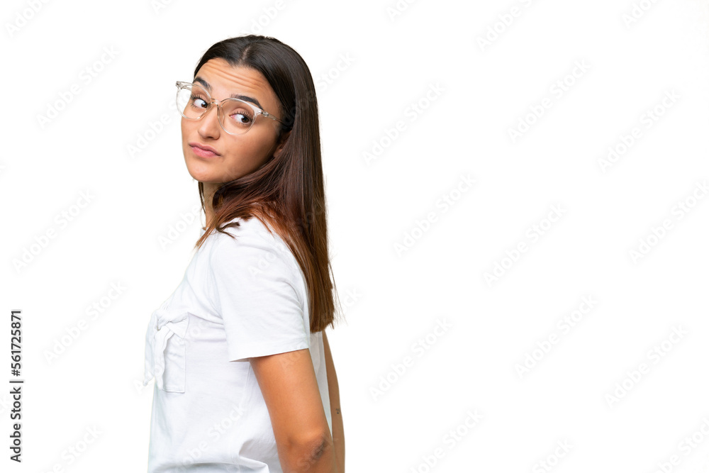 Young caucasian woman isolated on green chroma background . Portrait Young caucasian woman isolated on green chroma background . Portrait