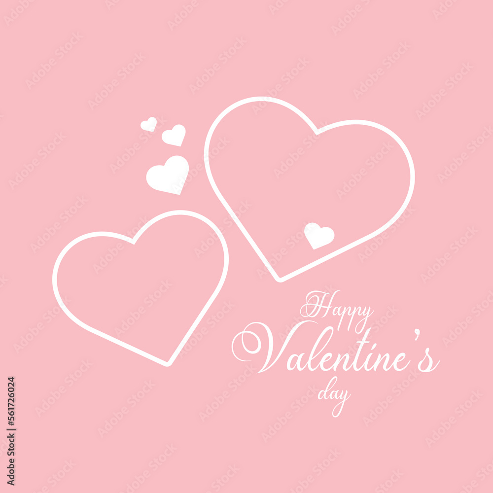 Happy Valentine's day with hearts, post, poster, card