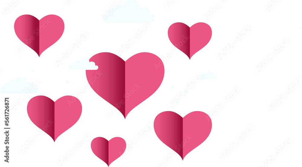 Illustration Of Pink Paper Cut Heart Shapes. Love Or Valentine Concept. Illustration Of Pink Paper Cut Heart Shapes. Love Or Valentine Concept.