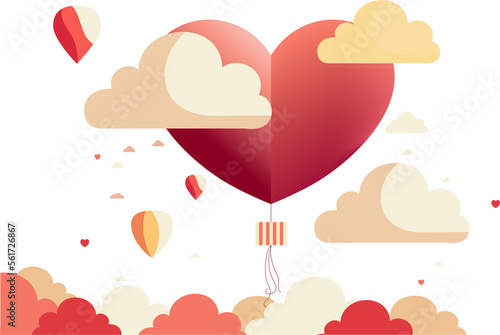 Love Or Valentine Concept With Heart Shape Balloon, Clourful Clouds. photo