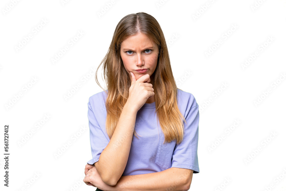 Young beautiful woman over isolated background thinking Young beautiful woman over isolated background thinking