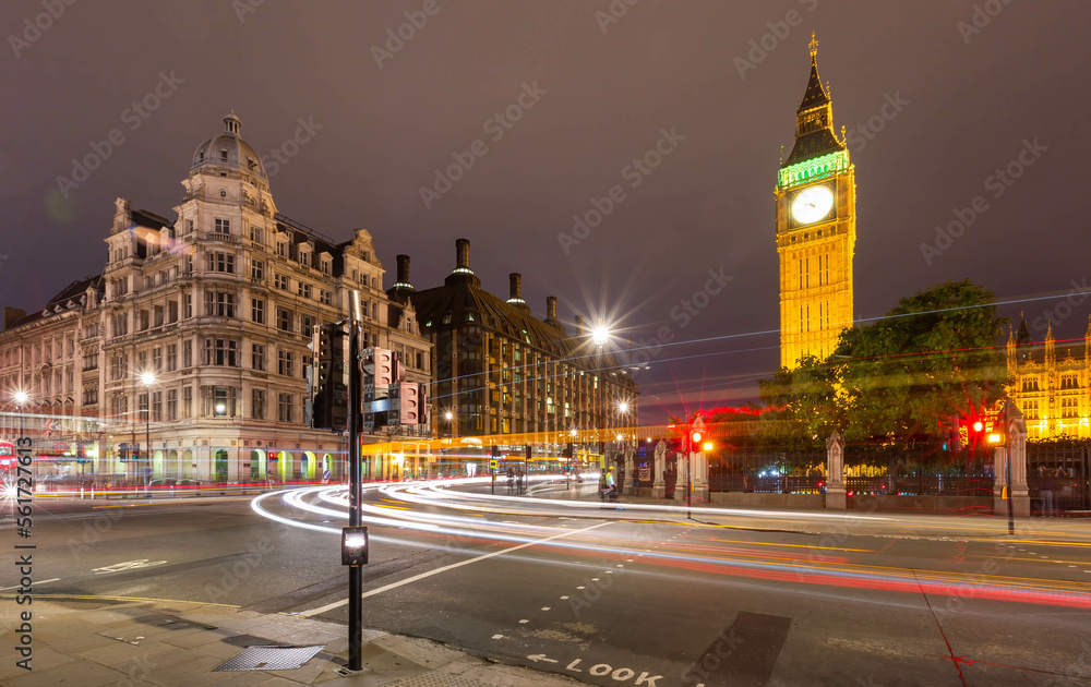 London parliament on the night