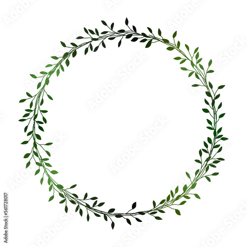 緑の小枝のフレームイラスト 1	
