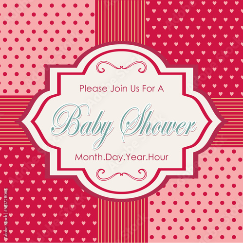 baby shower invitation card template, vector illustration