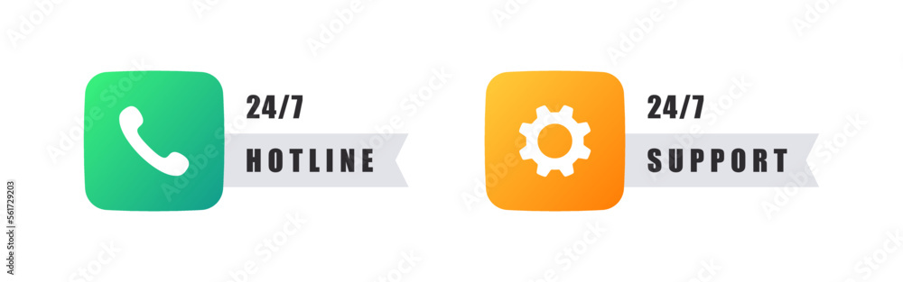 Technical support icons. Customer support. Round the clock support. Vector images Technical support icons. Customer support. Round the clock support. Vector images