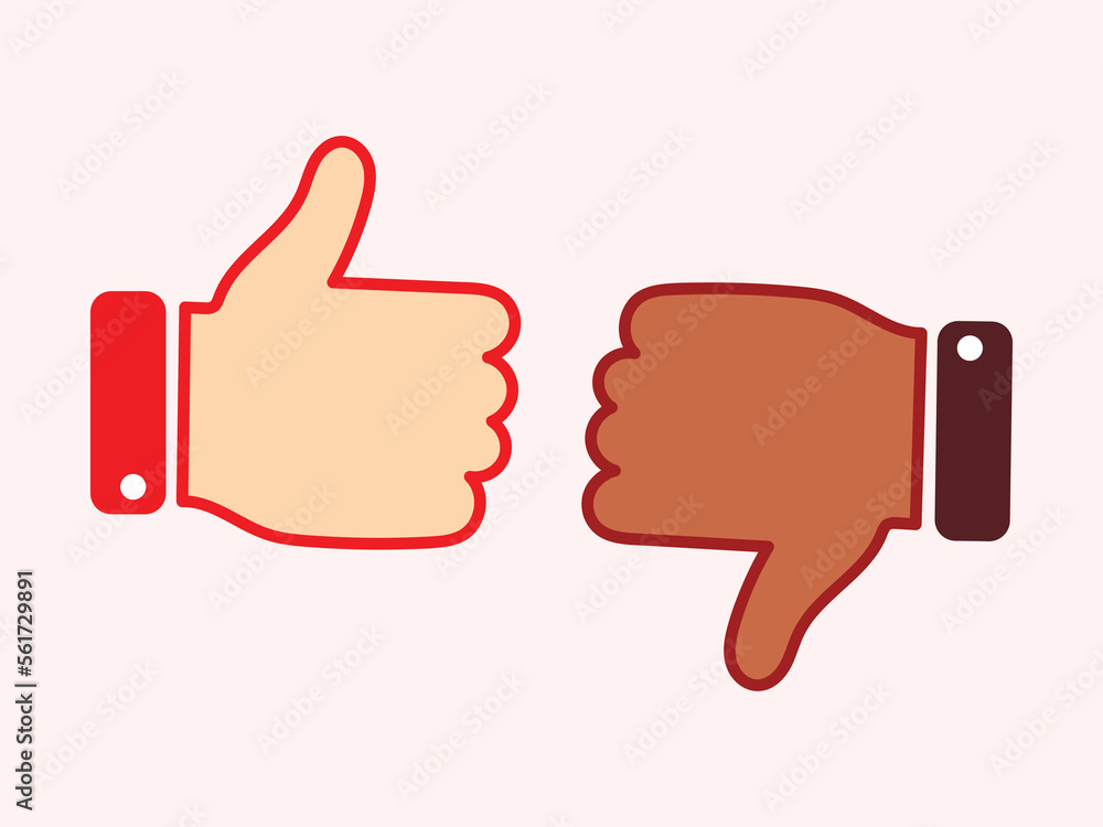 Like and dislike icon symbol sign vector. Like and dislike icon symbol sign vector.