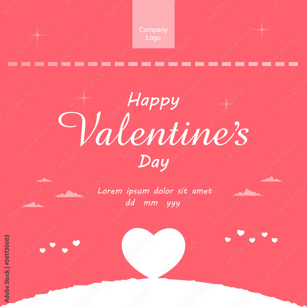 Elegant happy valentine's day greeting design with  pink color