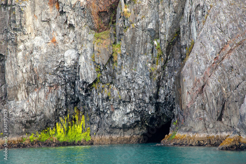 Small sea cave in Aialik Bay, Kenai Fjords National Park, Alaska  photo