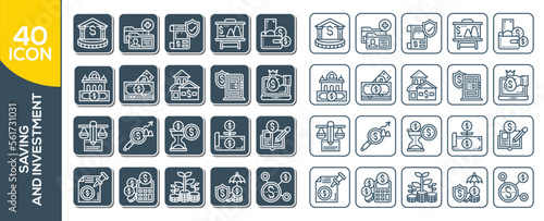 SAVING AND INVESTMENT ICON SET DESIGN