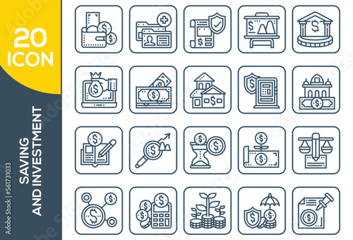 SAVING AND INVESTMENT ICON SET DESIGN