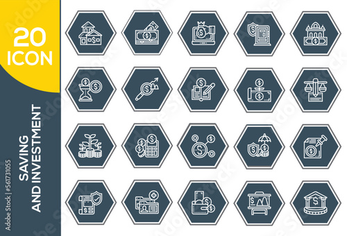 SAVING AND INVESTMENT ICON SET DESIGN