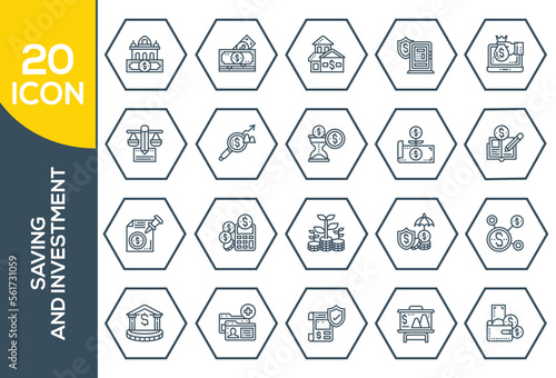 SAVING AND INVESTMENT ICON SET DESIGN