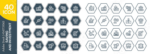 SAVING AND INVESTMENT ICON SET DESIGN