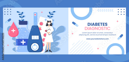 Diabetes Testing Healthcare Cover Flat Cartoon Hand Drawn Templates Illustration